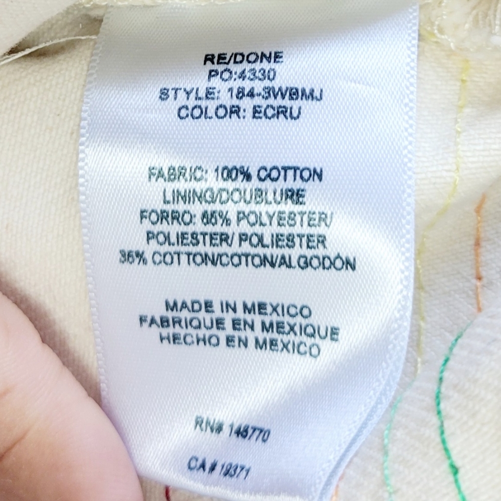Redone Blanco Multi Color Stitch Button Up Jeans … - image 8